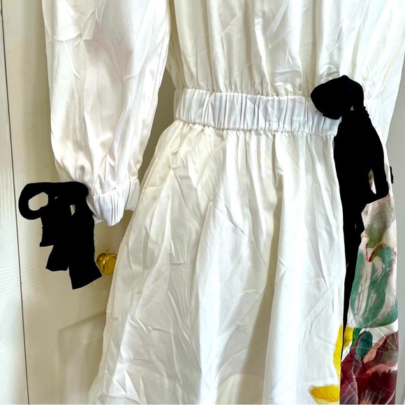 NWT Ted Baker White Dress Tuleela Tranquility Aline Dres, Gold Zipper Size 8 - Picture 7 of 14